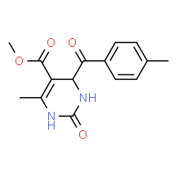 ChemSpider 2D Image | Methyl 6-methyl-4-(4-methylbenzoyl)-2-oxo-1,2,3,4-tetrahydro-5-pyrimidinecarboxylate | C15H16N2O4