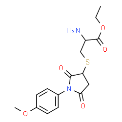 ChemSpider 2D Image | Ethyl S-[1-(4-methoxyphenyl)-2,5-dioxo-3-pyrrolidinyl]cysteinate | C16H20N2O5S