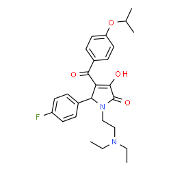 ChemSpider 2D Image | 1-[2-(Diethylamino)ethyl]-5-(4-fluorophenyl)-3-hydroxy-4-(4-isopropoxybenzoyl)-1,5-dihydro-2H-pyrrol-2-one | C26H31FN2O4