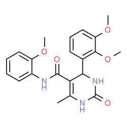 ChemSpider 2D Image | 4-(2,3-Dimethoxyphenyl)-N-(2-methoxyphenyl)-6-methyl-2-oxo-1,2,3,4-tetrahydro-5-pyrimidinecarboxamide | C21H23N3O5