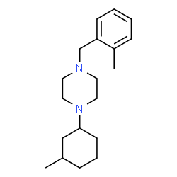 ChemSpider 2D Image | 1-(2-Methylbenzyl)-4-(3-methylcyclohexyl)piperazine | C19H30N2