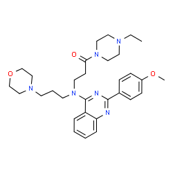 ChemSpider 2D Image | 1-(4-Ethyl-1-piperazinyl)-3-{[2-(4-methoxyphenyl)-4-quinazolinyl][3-(4-morpholinyl)propyl]amino}-1-propanone | C31H42N6O3