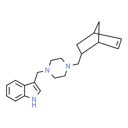 ChemSpider 2D Image | 3-(4-Bicyclo[2.2.1]hept-5-en-2-ylmethyl-piperazin-1-ylmethyl)-1H-indole | C21H27N3