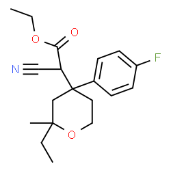 ChemSpider 2D Image | Ethyl cyano[2-ethyl-4-(4-fluorophenyl)-2-methyltetrahydro-2H-pyran-4-yl]acetate | C19H24FNO3