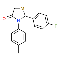 ChemSpider 2D Image | 2-(4-Fluorophenyl)-3-(4-methylphenyl)-1,3-thiazolidin-4-one | C16H14FNOS