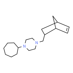 ChemSpider 2D Image | 1-(Bicyclo[2.2.1]hept-5-en-2-ylmethyl)-4-cycloheptylpiperazine | C19H32N2