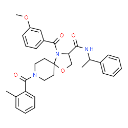 ChemSpider 2D Image | 4-(3-Methoxybenzoyl)-8-(2-methylbenzoyl)-N-(1-phenylethyl)-1-oxa-4,8-diazaspiro[4.5]decane-3-carboxamide | C32H35N3O5