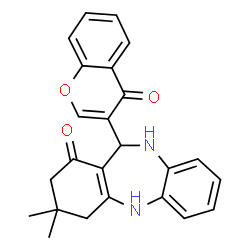 ChemSpider 2D Image | 3,3-Dimethyl-11-(4-oxo-4H-chromen-3-yl)-2,3,4,5,10,11-hexahydro-1H-dibenzo[b,e][1,4]diazepin-1-one | C24H22N2O3
