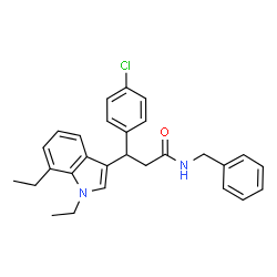 ChemSpider 2D Image | N-Benzyl-3-(4-chlorophenyl)-3-(1,7-diethyl-1H-indol-3-yl)propanamide | C28H29ClN2O