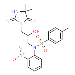 ChemSpider 2D Image | N-[3-(4,4-Dimethyl-2,5-dioxo-1-imidazolidinyl)-2-hydroxypropyl]-4-methyl-N-(2-nitrophenyl)benzenesulfonamide | C21H24N4O7S