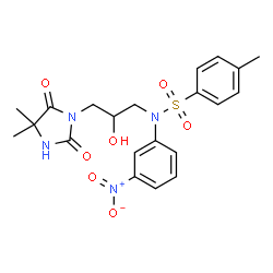 ChemSpider 2D Image | N-[3-(4,4-Dimethyl-2,5-dioxo-1-imidazolidinyl)-2-hydroxypropyl]-4-methyl-N-(3-nitrophenyl)benzenesulfonamide | C21H24N4O7S