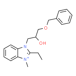ChemSpider 2D Image | 1-[3-(Benzyloxy)-2-hydroxypropyl]-2-ethyl-3-methyl-1H-benzimidazol-3-ium | C20H25N2O2