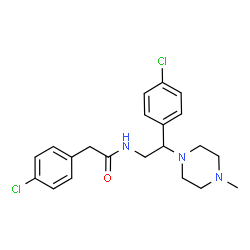 ChemSpider 2D Image | 2-(4-Chlorophenyl)-N-[2-(4-chlorophenyl)-2-(4-methyl-1-piperazinyl)ethyl]acetamide | C21H25Cl2N3O