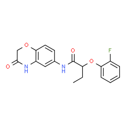 ChemSpider 2D Image | 2-(2-Fluorophenoxy)-N-(3-oxo-3,4-dihydro-2H-1,4-benzoxazin-6-yl)butanamide | C18H17FN2O4