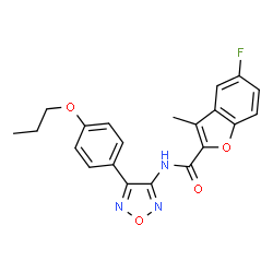 ChemSpider 2D Image | 5-Fluoro-3-methyl-N-[4-(4-propoxyphenyl)-1,2,5-oxadiazol-3-yl]-1-benzofuran-2-carboxamide | C21H18FN3O4