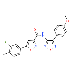 ChemSpider 2D Image | 5-(3-Fluoro-4-methylphenyl)-N-[4-(4-methoxyphenyl)-1,2,5-oxadiazol-3-yl]-1,2-oxazole-3-carboxamide | C20H15FN4O4