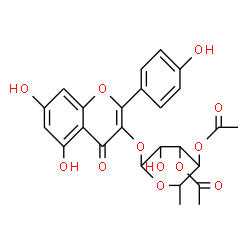 ChemSpider 2D Image | 5,7-Dihydroxy-2-(4-hydroxyphenyl)-4-oxo-4H-chromen-3-yl 3,4-di-O-acetyl-6-deoxyhexopyranoside | C25H24O12