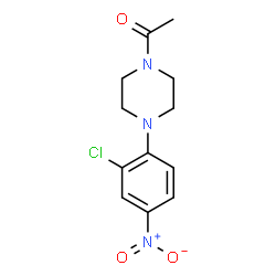 ChemSpider 2D Image | 1-[4-(2-Chloro-4-nitrophenyl)-1-piperazinyl]ethanone | C12H14ClN3O3
