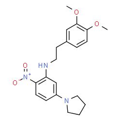 ChemSpider 2D Image | N-[2-(3,4-Dimethoxyphenyl)ethyl]-2-nitro-5-(1-pyrrolidinyl)aniline | C20H25N3O4