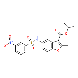 ChemSpider 2D Image | Isopropyl 2-methyl-5-{[(3-nitrophenyl)sulfonyl]amino}-1-benzofuran-3-carboxylate | C19H18N2O7S