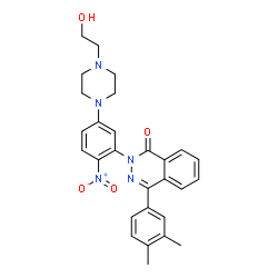ChemSpider 2D Image | 4-(3,4-Dimethylphenyl)-2-{5-[4-(2-hydroxyethyl)-1-piperazinyl]-2-nitrophenyl}-1(2H)-phthalazinone | C28H29N5O4
