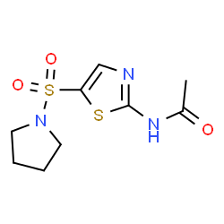 ChemSpider 2D Image | N-[5-(1-Pyrrolidinylsulfonyl)-1,3-thiazol-2-yl]acetamide | C9H13N3O3S2
