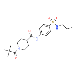 ChemSpider 2D Image | 1-(2,2-Dimethylpropanoyl)-N-[4-(propylsulfamoyl)phenyl]-4-piperidinecarboxamide | C20H31N3O4S