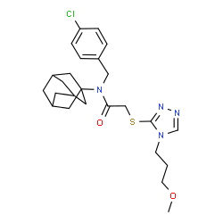 ChemSpider 2D Image | N-(Adamantan-1-yl)-N-(4-chlorobenzyl)-2-{[4-(3-methoxypropyl)-4H-1,2,4-triazol-3-yl]sulfanyl}acetamide | C25H33ClN4O2S