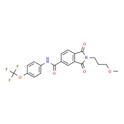 ChemSpider 2D Image | 2-(3-Methoxypropyl)-1,3-dioxo-N-[4-(trifluoromethoxy)phenyl]-5-isoindolinecarboxamide | C20H17F3N2O5
