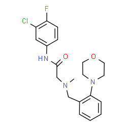 ChemSpider 2D Image | N-(3-Chloro-4-fluorophenyl)-N~2~-methyl-N~2~-[2-(4-morpholinyl)benzyl]glycinamide | C20H23ClFN3O2
