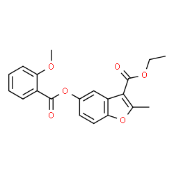 ChemSpider 2D Image | Ethyl 5-[(2-methoxybenzoyl)oxy]-2-methyl-1-benzofuran-3-carboxylate | C20H18O6