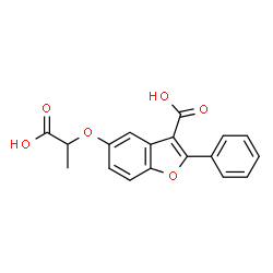 ChemSpider 2D Image | 5-(1-Carboxyethoxy)-2-phenyl-1-benzofuran-3-carboxylic acid | C18H14O6