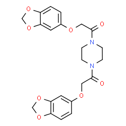 ChemSpider 2D Image | 1,1'-piperazine-1,4-diylbis[2-(1,3-benzodioxol-5-yloxy)ethanone] | C22H22N2O8