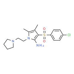 ChemSpider 2D Image | 3-[(4-Chlorophenyl)sulfonyl]-4,5-dimethyl-1-[2-(1-pyrrolidinyl)ethyl]-1H-pyrrol-2-amine | C18H24ClN3O2S