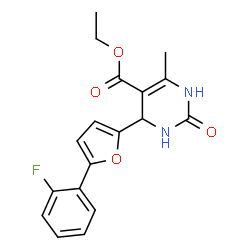 ChemSpider 2D Image | Ethyl 4-[5-(2-fluorophenyl)-2-furyl]-6-methyl-2-oxo-1,2,3,4-tetrahydro-5-pyrimidinecarboxylate | C18H17FN2O4