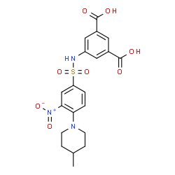 ChemSpider 2D Image | 5-({[4-(4-Methyl-1-piperidinyl)-3-nitrophenyl]sulfonyl}amino)isophthalic acid | C20H21N3O8S