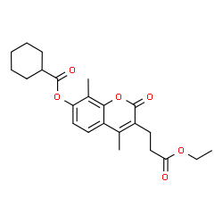 ChemSpider 2D Image | 3-(3-Ethoxy-3-oxopropyl)-4,8-dimethyl-2-oxo-2H-chromen-7-yl cyclohexanecarboxylate | C23H28O6