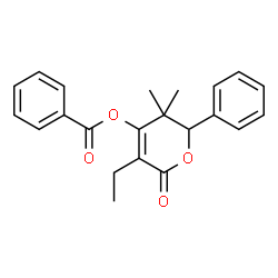 ChemSpider 2D Image | 5-Ethyl-3,3-dimethyl-6-oxo-2-phenyl-3,6-dihydro-2H-pyran-4-yl benzoate | C22H22O4