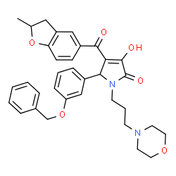 ChemSpider 2D Image | 5-[3-(Benzyloxy)phenyl]-3-hydroxy-4-[(2-methyl-2,3-dihydro-1-benzofuran-5-yl)carbonyl]-1-[3-(4-morpholinyl)propyl]-1,5-dihydro-2H-pyrrol-2-one | C34H36N2O6
