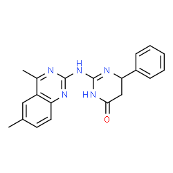 ChemSpider 2D Image | 2-[(4,6-Dimethyl-2-quinazolinyl)amino]-6-phenyl-5,6-dihydro-4(1H)-pyrimidinone | C20H19N5O