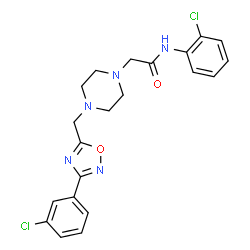 ChemSpider 2D Image | N-(2-Chlorophenyl)-2-(4-{[3-(3-chlorophenyl)-1,2,4-oxadiazol-5-yl]methyl}-1-piperazinyl)acetamide | C21H21Cl2N5O2