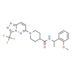 ChemSpider 2D Image | N-[1-(2-Methoxyphenyl)ethyl]-1-[3-(trifluoromethyl)[1,2,4]triazolo[4,3-b]pyridazin-6-yl]-4-piperidinecarboxamide | C21H23F3N6O2