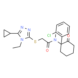 ChemSpider 2D Image | N-[1-(2-Chlorophenyl)-2-oxocyclohexyl]-2-[(5-cyclopropyl-4-ethyl-4H-1,2,4-triazol-3-yl)sulfanyl]-N-methylacetamide | C22H27ClN4O2S