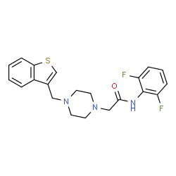 ChemSpider 2D Image | 2-[4-(1-Benzothiophen-3-ylmethyl)-1-piperazinyl]-N-(2,6-difluorophenyl)acetamide | C21H21F2N3OS