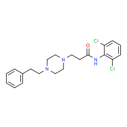ChemSpider 2D Image | N-(2,6-Dichlorophenyl)-3-[4-(2-phenylethyl)-1-piperazinyl]propanamide | C21H25Cl2N3O