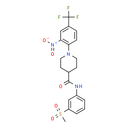 ChemSpider 2D Image | N-[3-(Methylsulfonyl)phenyl]-1-[2-nitro-4-(trifluoromethyl)phenyl]-4-piperidinecarboxamide | C20H20F3N3O5S