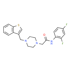 ChemSpider 2D Image | 2-[4-(1-Benzothiophen-3-ylmethyl)-1-piperazinyl]-N-(2,4-difluorophenyl)acetamide | C21H21F2N3OS