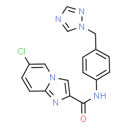 ChemSpider 2D Image | 6-Chloro-N-[4-(1H-1,2,4-triazol-1-ylmethyl)phenyl]imidazo[1,2-a]pyridine-2-carboxamide | C17H13ClN6O