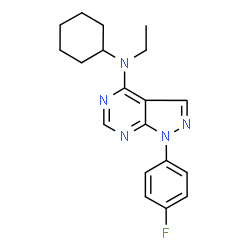 ChemSpider 2D Image | N-Cyclohexyl-N-ethyl-1-(4-fluorophenyl)-1H-pyrazolo[3,4-d]pyrimidin-4-amine | C19H22FN5