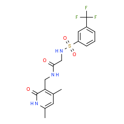 ChemSpider 2D Image | N-[(4,6-Dimethyl-2-oxo-1,2-dihydro-3-pyridinyl)methyl]-N~2~-{[3-(trifluoromethyl)phenyl]sulfonyl}glycinamide | C17H18F3N3O4S